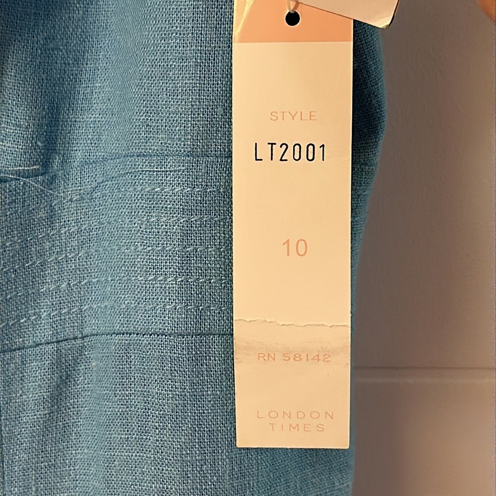 LONDON TIMES Linen Blend Fully Lined Hidden Zipper Sleeveless Dress NWT - Picture 7 of 13